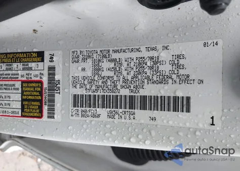 2014 Toyota Tundra Sr5 5.7L V8 from USA, damaged, VIN 5TFUW5F17EX358272